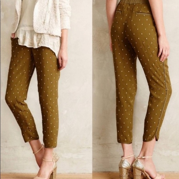 Anthropologie Pants - Elevenses Goldform Olive Skinny Crop Pull On Pants Size 2